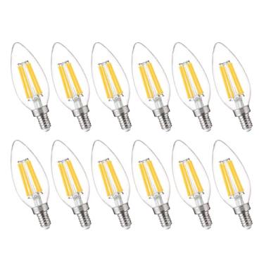 Imagem de FLSNT Lâmpadas LED de candelabro equivalente a 100 W, luz do dia 5000 K, lâmpadas de LED reguláveis para sala de jantar, sala de estar, varanda, 800 lm, base E12, pacote com 12 UL, lista CA65.