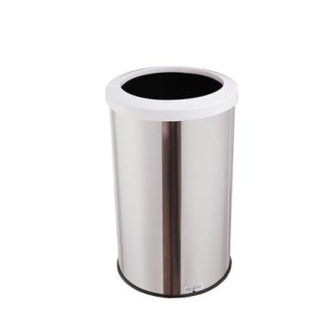 Imagem de Lixeira Inox Com Aro Esmaltado 35 Litros Banheiro Cozinha - Aldinox, B