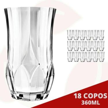 Imagem de 18 Copo Ópera Redondo Transparente 360ML Água Suco Drink Nadir - NADIR