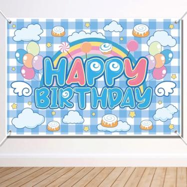 Imagem de Decorações de Aniversário Kawaii, 150 x 100cm Fofas Cão Desenho Animado Tema Azul Faixa Feliz Aniversário Cenário para Meninas Chá de Bebé Artigos para Festas Acessórios Fotos