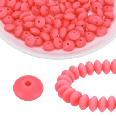Imagem de HARFINGTON 100 contas de silicone 12 mm contas focais de borracha de lentilha a granel para canetas, chaveiro, pulseira, colar, artesanato, faça você mesmo, rosa