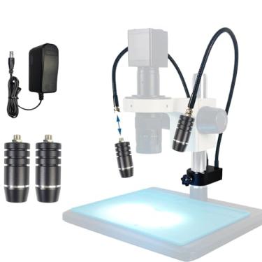 Imagem de Fonte de luz de microscópio duplo holofote pescoço de ganso 3W 6500K para laboratório, industrial, biológico, iluminador de microscópio estéreo para reparo eletrônico de relógio PCB (luz de ponta-B)