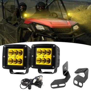 Imagem de Wsays 2 Peças De Suporte Montagem Dobradiça Capô E Lâmpada Led Âmbar Com Kit Fiação Compatível Honda Pioneer 1000 700 500 Fit Kawasaki Teryx Teryx4