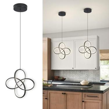 Imagem de Vloitgol Iluminação pendente preta, luminária pendente moderna 4500K, ilha de cozinha, luminária suspensa ajustável em altura para sala de jantar, pia de cozinha, quarto, corredor, 1 pacote