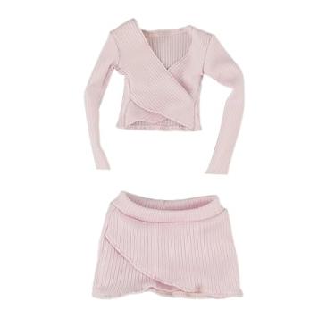 Imagem de Almencla Top curto feminino em escala 1:6, saia curta, cosplay, traje clássico feito à mão, roupas de figura de ação para figura de ação feminina de, Rosa