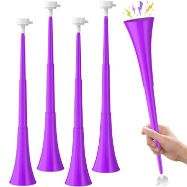 Imagem de 24 Inch Vuvuzela Plastic Trumpet Horn Blow Horn Noisemakers Loud Sound Soccer Horns Cheer Horn - 4PCS (Purple)