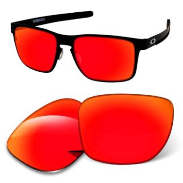 Imagem de Lentes de substituição de 1,6 mm compatíveis com óculos de sol Oakley Holbrook Metal OO4123, antiarranhões e resistentes a impactos, Espelhado vermelho laranja, One Size
