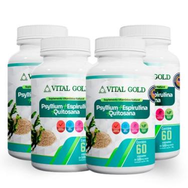 Imagem de PSYLLIUM + ESPIRULINA + QUITOSANA - 500mg (60 Cápsulas) VITAL GOLD, 04