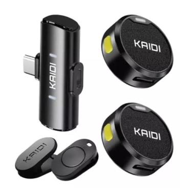 Imagem de Microfone Lapela Kaidi KMF4 Com Imã Anti Ruido Redondo - Tipo-C ou Lightning (Phone 8 ao 14) (Tipo-C)