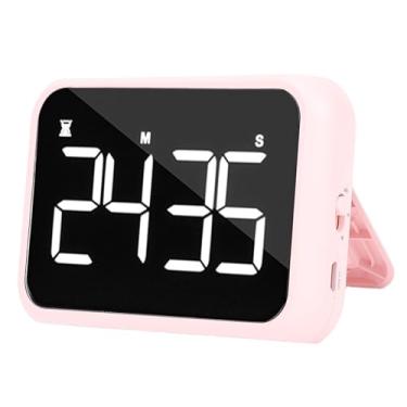 Imagem de GOWENIC Timer Digital, Tela de LED de 4 Polegadas Com Brilho e Volume Ajustáveis, Cronômetro de Contagem Magnética para o Estudo para Cozinhar Fitness (Rosa)