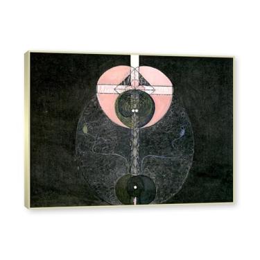 Imagem de NHLDZYH Moldura de champanhe. Pôster Hilma Af Klint, (Evolução, nº 08), reproduções de pinturas famosas, imagem de arte abstrata para sala de estar quarto decoração de casa. 60 x 80 cm - 23,7 x 31,5