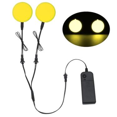 Imagem de YnGia Olhos de LED para máscara esqueleto fantasma gato preto aranha abóbora árvore assustadora, painéis EL luz para cosplay DIY decoração de festa temática (amarelo, 50 mm)