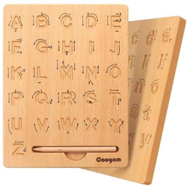Imagem de Placa de prática de letras de madeira Coogam Alphabet Tracing