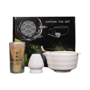 Imagem de Conjunto De Matcha Japonês 4/7 Peças Com Batedor De Bambu, Tigela, Pin