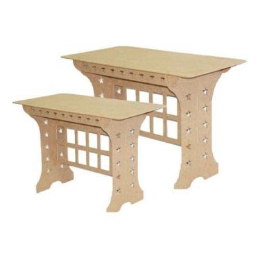 Imagem de Kit Mdf Cru Festa 2 Mesas Estrela 100x60x80 E 100x60x60 Cm - Lúdica Ar