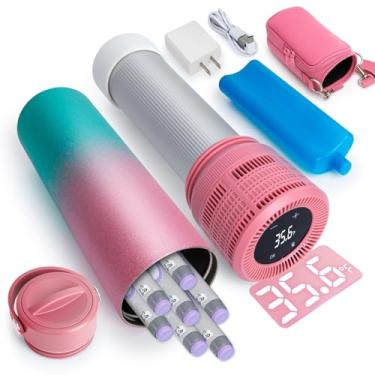 Imagem de YOUSHARES Estojo de viagem para refrigerador de insulina elétrico, refrigerador médico de temperatura personalizado de 1,7 a 20 °C com biogel e carregador USB, geladeira de medicamentos para