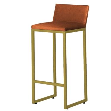 Imagem de Banqueta Alta Dani Reforçada Decorativa Balcão Bancada Cozinha Bar Base Dourada Courino
