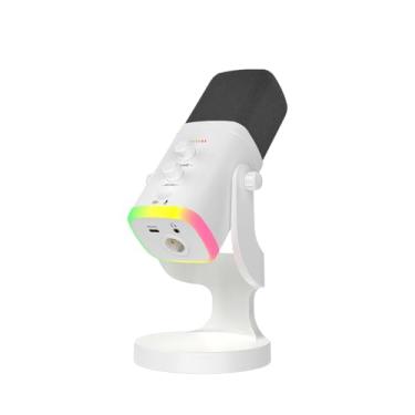 Imagem de Nuoxiange Microfone branco YU8 para jogos dinâmico, USB/XLR com redução de ruído de modo duplo com microfone de luz RGB para console de jogos/dispositivos inteligentes, TikTok/YouTube/Twitch Streaming