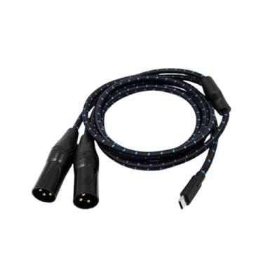 Imagem de MotiveTech Cabo macho XLR tipo C para 2 para smartphones e laptops, cabo amplificador de potência estéreo resistente para amplificador, alto-falante, console de