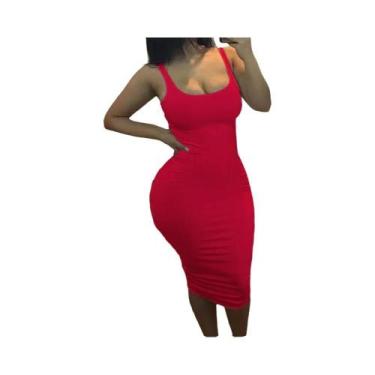 Imagem de Vestido Mini Sem Mangas Em Cor Sólida plus Size Verão Sexy Top De Alça