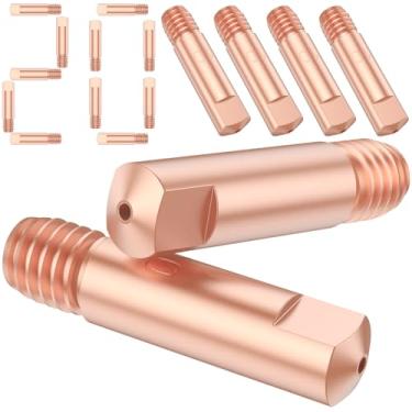 Imagem de Kit de pontas de contato com 20 peças, conjunto de pontas de contato de soldagem de cobre, rosca M6 durável de 1 mm, ponta de contato de tocha de soldagem antiderrapante, kit de peças de ferramentas