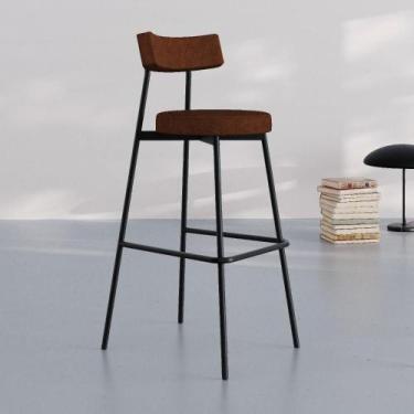 Imagem de Banqueta Alta Stout Revestimento Sintético Est.Preta - Metalig