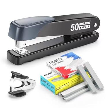Imagem de IMLIKE Grampeador resistente, grampeador completo para mesa com 2000 grampos e removedor de grampo, capacidade para 50 folhas