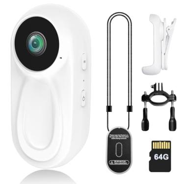 Imagem de Minicâmera corporal 1080p com cartão de 64 GB, câmeras POV, câmera de ação vestível com cordão magnético tamanho do polegar, gravação mãos livres, câmera de vídeo portátil para animais de estimação