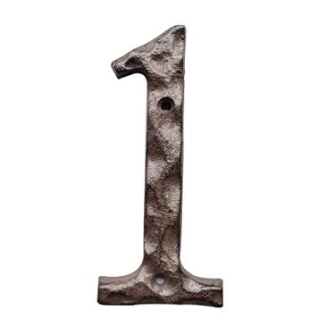 Imagem de Números de casa - Inovadora carta de endereço de ferro forjado - Unha vintage em números de caixa de correio fundidos (15 cm, número 1)