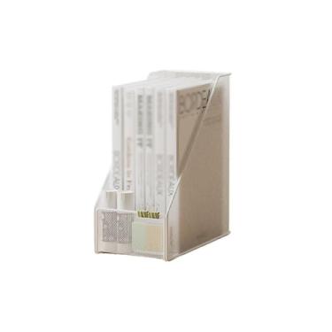 Imagem de Organizador de arquivos de mesa Suporte de arquivo documentos metal preto para materiais escritório doméstico(Branco)