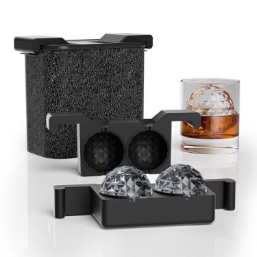 Imagem de Bangp Molde transparente para fazer bolas de gelo, 2 cubos de gelo transparentes de 6 cm para coquetéis e bebidas, formas divertidas, presentes de uísque para homens