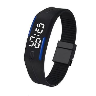 Imagem de Relógio masculino feminino de borracha led data pulseira esportiva rel