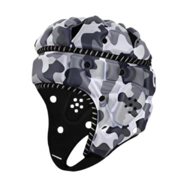 Imagem de rockible Capacete de Rugby Boné Esportivo Acolchoado Macio Equipamento Scrum Boné Capacete de Futebol Americano Protetor de Cabeça para Futebol Americano de, Preto Branco