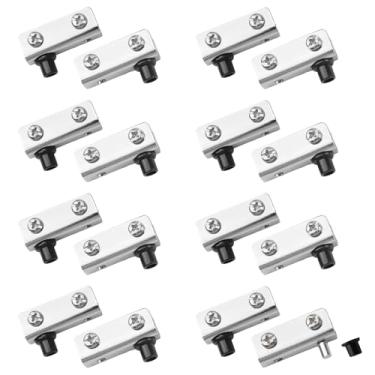 Imagem de UFURMATE Dobradiça articulada, 8 pares de dobradiças de porta de vidro sem moldura, clipes de porta de armário com pino, kit de substituição de dobradiça de braçadeira de ferro ajustável para portas
