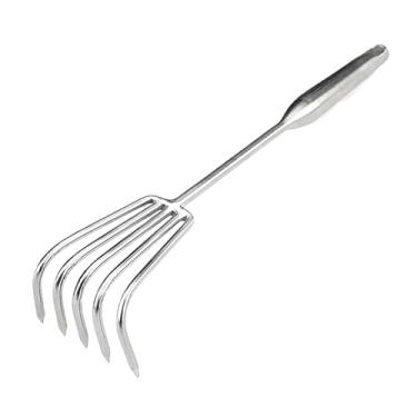 Imagem de IEUDNS Ancinho de mão para jardim, ferramenta de escavação de areia de praia, compacta, prática, multifuncional, ferramenta de afrouxamento de solo para, Cinco Dentes