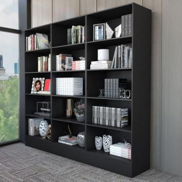 Imagem de Estante para Livros Duda 12 Prateleiras Preto - Carioca Móvies - Cario