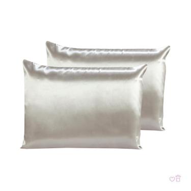 Imagem de Kit 02 Fronhas De Cetim Antifrizz 50X70 Cabelo Champagne