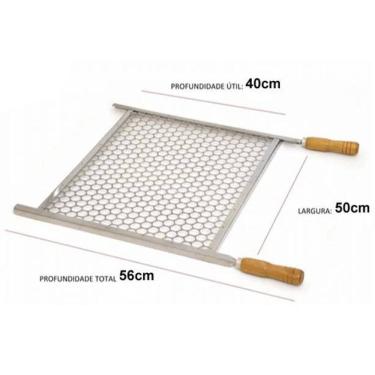 Imagem de Grelha Churrasco Churrasqueira 50Cm X 40Cm Aço Galvanizado
