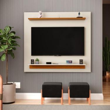 Imagem de Painel Sala Rack Para Quarto TV 43 Polegadas Prime Com Passa-Cabos Em 