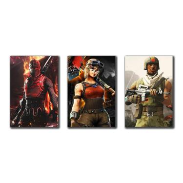 Imagem de Kit 3 Placas Decorativas Fortnite Game Arte Mdf 30X20