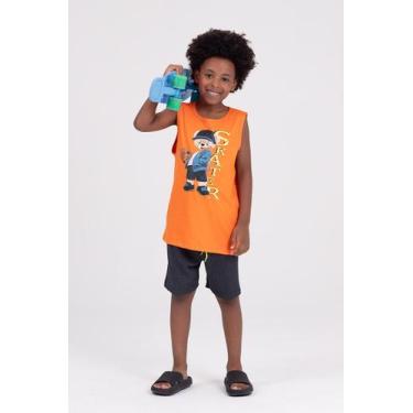 Imagem de Conjunto Regata Infantil Web Skater Laranja - Vida Costeira Oficial, L