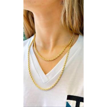 Imagem de Cordão Baiano Grosso 4mm 60cm - Banho de Ouro 18K - 01 Unidade - no-br