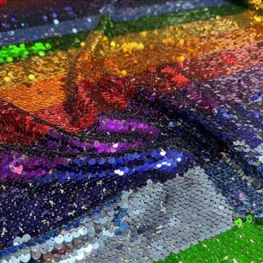 Imagem de Tecido Tule Paetê Arco-íris LGBT 1,47m para Vestidos de Festa e Decora