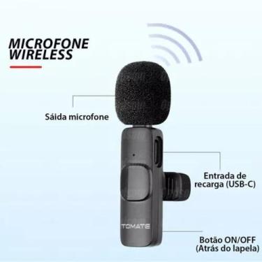 Imagem de Microfone Lapela Sem Fio para iPhone Lightning MT2218A - Tomate - no-b