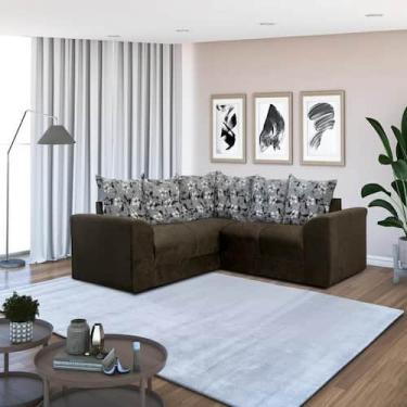 Imagem de Sofá de Canto Ideal Ellegance Relax - Alpoim, Marrom C/ Floral 603/33