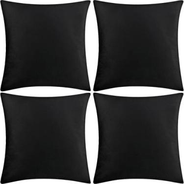 Imagem de Capa de travesseiro Bunliuys Velvet 18 x 18 polegadas, pacote com 4 pr