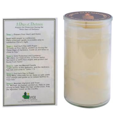Imagem de Vela votiva de cera de abelha Three Days of Darkness | Inclui cartão de oração | Proteção espiritual católica