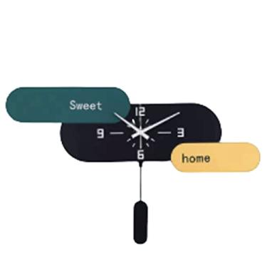 Imagem de WYUYIWH Relógio de parede nórdico familiar, sala de estar, casa, moda, atmosfera, decoração, personalidade, relógios de parede com pêndulo silencioso, sem tique-taque para pendurar na parede (A 436 x
