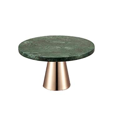 Imagem de Suporte de bolo de mármore com base de metal, mesa multiuso para sobremesa, chá da tarde, cupcake, bandeja de serviço de confeitaria de casamento, suporte de cupcake (A)