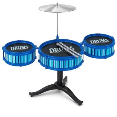 Imagem de Mini Bateria Infantil completo com 3 tambores e 2 baquetas, Brinquedo Musical